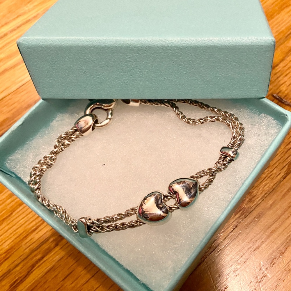 Tiffany Co 100% authentic heart rope bracelet